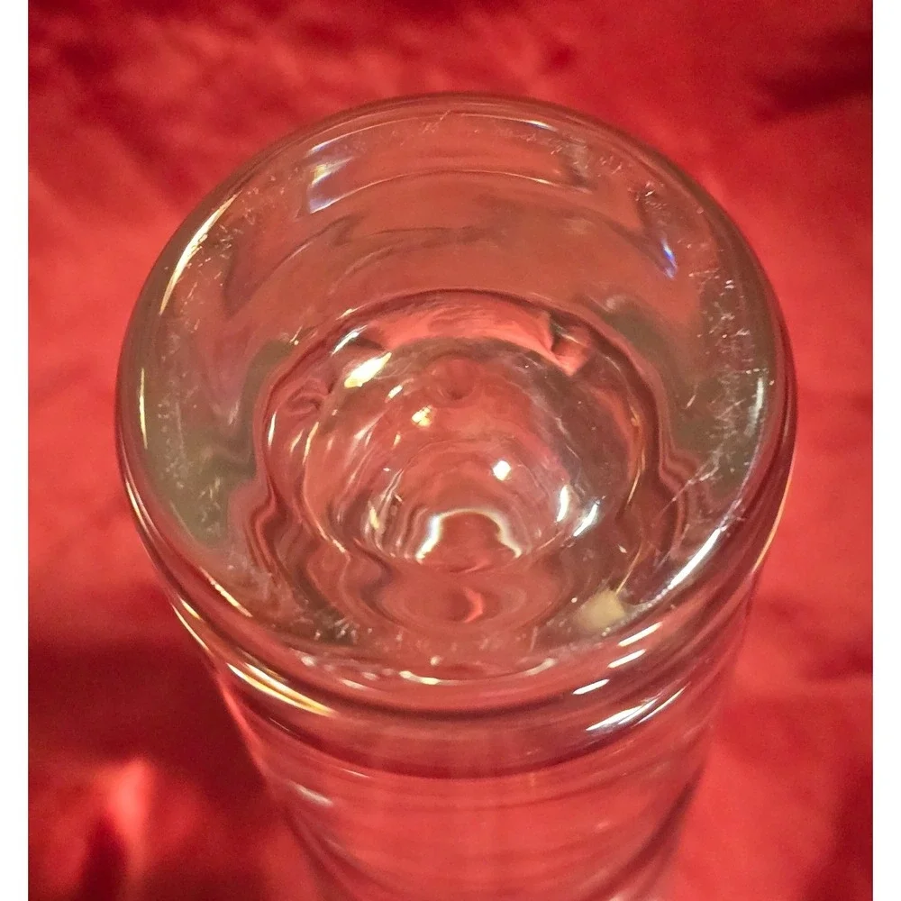 Vintage Mid Century Modern Clear Glass Stacked Bubble Vase Ribbed MCM 7.5 Inch